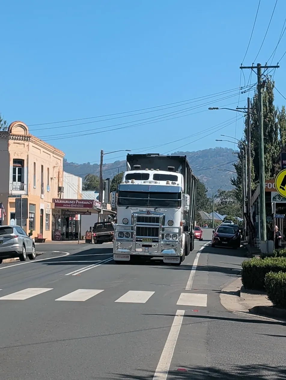 Truck approaching crossing from main street